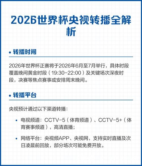 2026世界杯直播平台全解析：观看攻略和推荐
